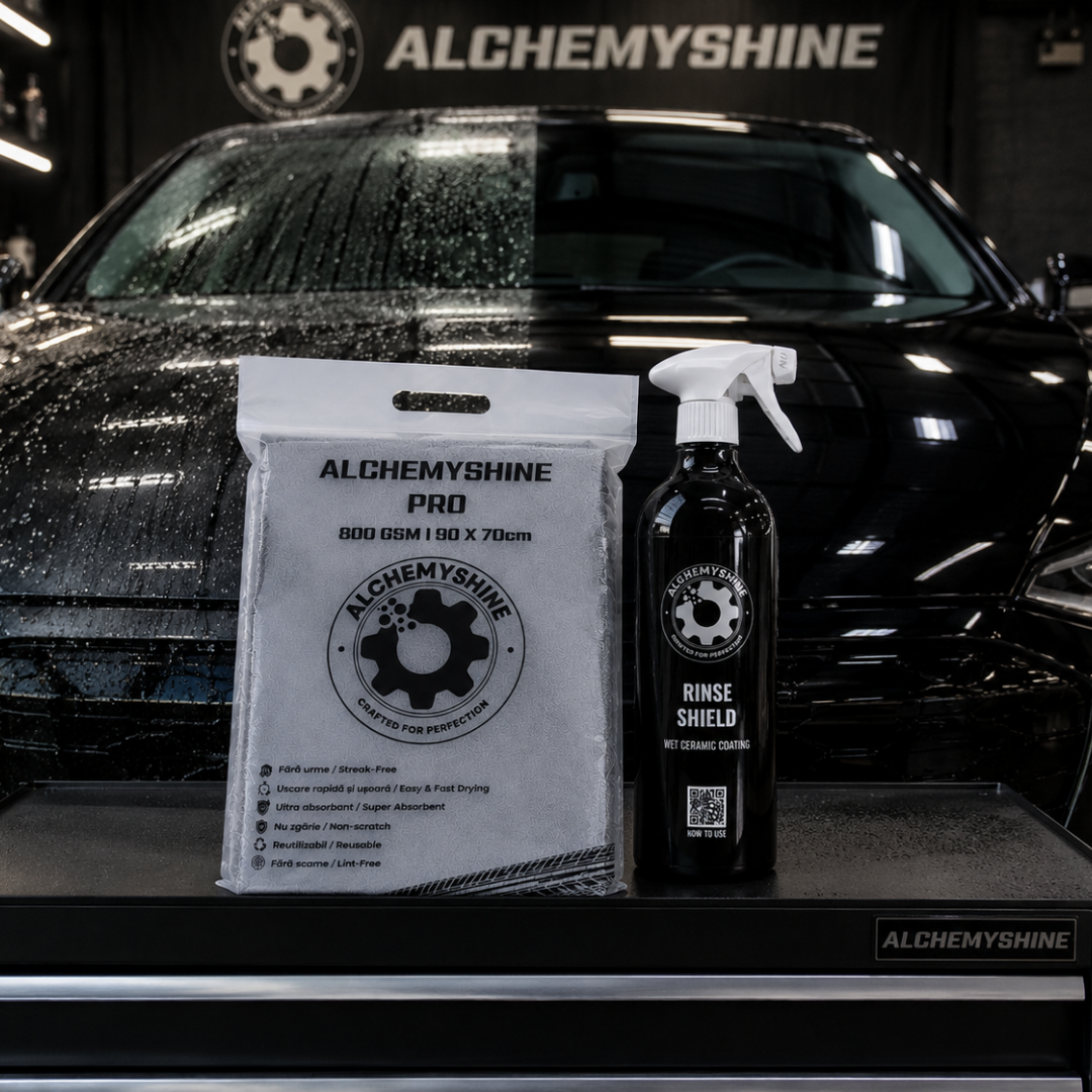 Prosop uscare auto AlchemyShine PRO + ceara lichidǎ Rinse Shield